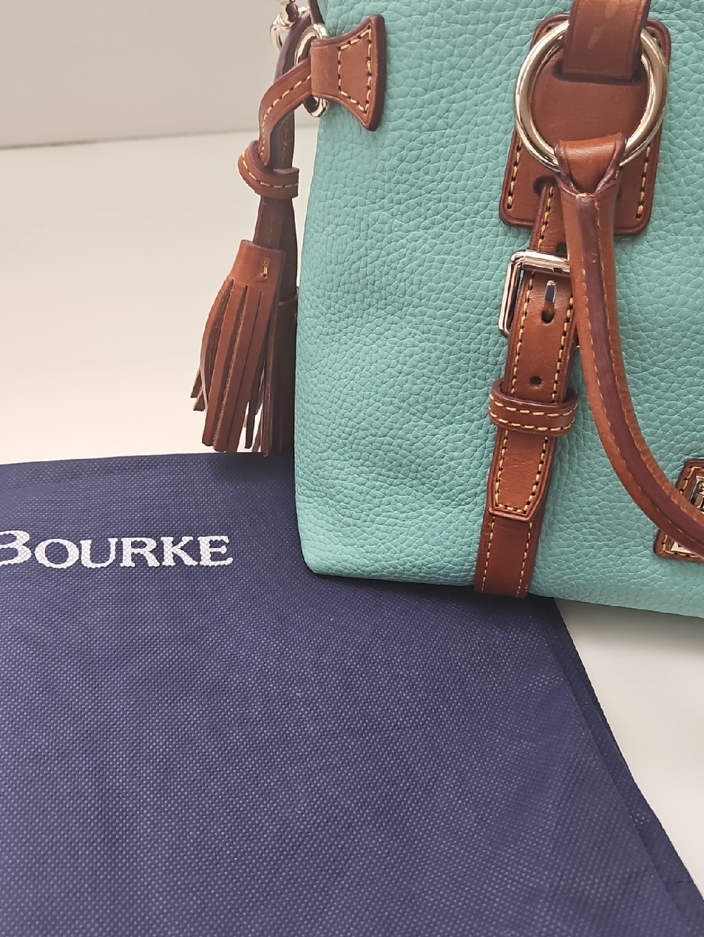 Dooney & Bourke Aqua Pebble Leather Bristol Satchel - Picture 10 of 15